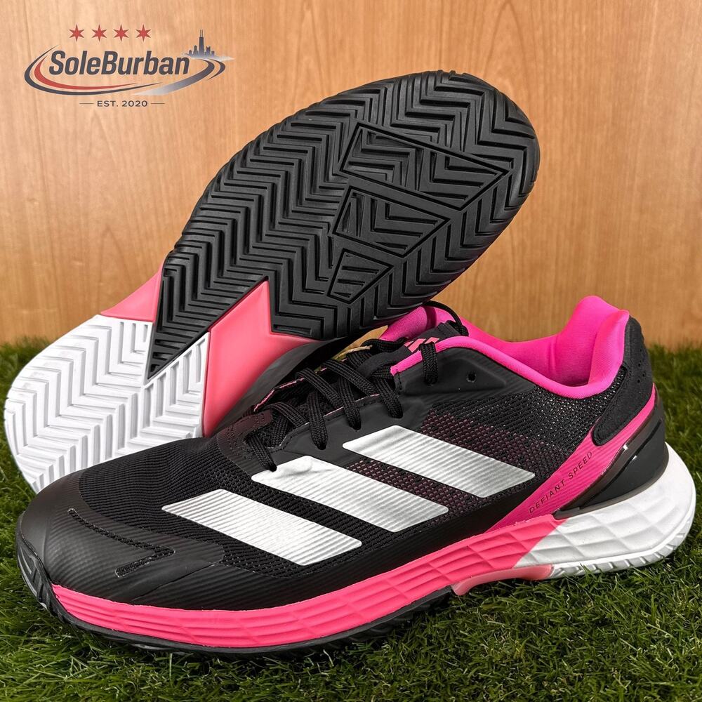 adidas Defiant Speed 2 Black Pink Tennis Shoes JH5139 Men's Size 10